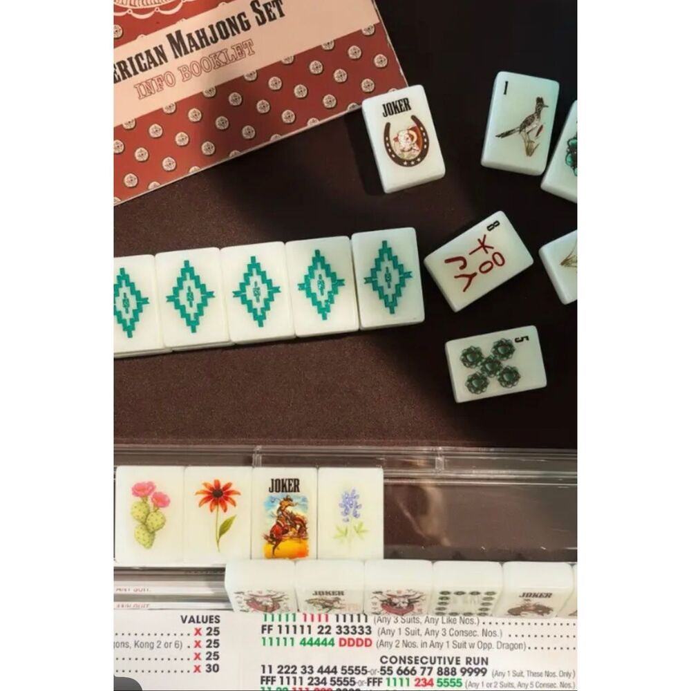 Wild Western American Mahjong Set w/ Themed Tiles, Racks, Trays & Carry Bag - Picture 5 of 9